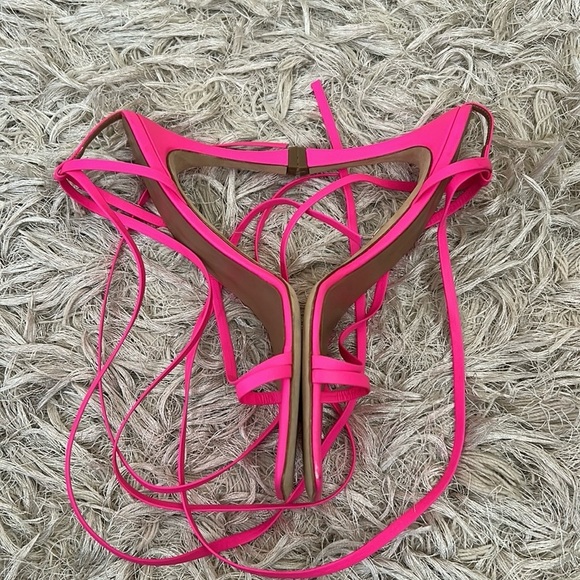 NWOB Brother Vellies Bike Ankle Strap Heeled Sandals in Electric Flamingo Sz 10 - Picture 7 of 11